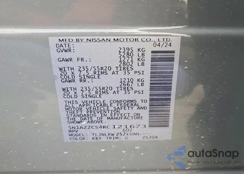 2024 Nissan Murano Sl z USA, uszkodzony, nr VIN 5N1AZ2CS4RC121673